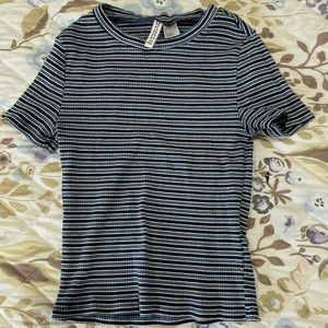 Black and blue striped top